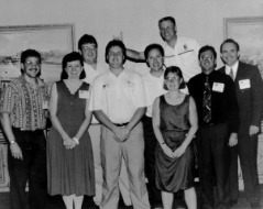 Willson (front) during the 1994 NCAA Division II softball national championship with the media coordination group.